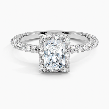 1Ct Radiant Lab Grown Diamond Halo Engagement Ring