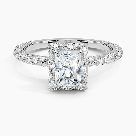 1Ct Radiant Lab Grown Diamond Halo Engagement Ring