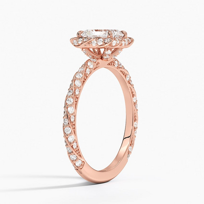 1Ct Radiant Lab Grown Diamond Halo Engagement Ring