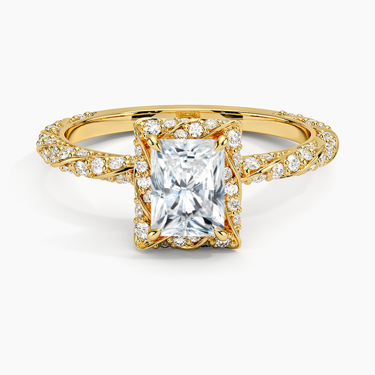 1Ct Radiant Lab Grown Diamond Halo Engagement Ring