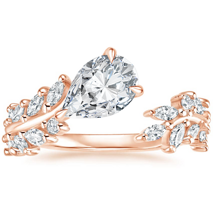 11/4Ct Pear Lab Grown Diamond Sweeping Ivy Diamond Ring
