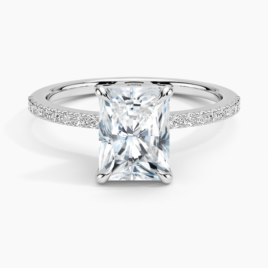 11/2Ct Radiant Lab Grown Diamond Hidden Floral Halo Diamond Ring