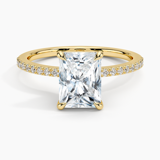 11/2Ct Radiant Lab Grown Diamond Hidden Floral Halo Diamond Ring