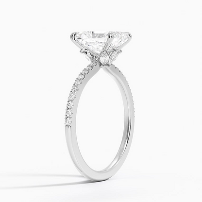 11/2Ct Radiant Lab Grown Diamond Hidden Floral Halo Diamond Ring