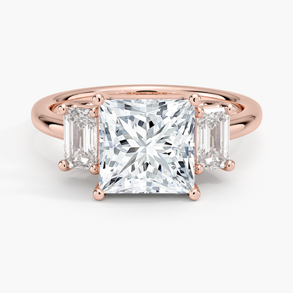 21/2Ct Princess Lab Grown Diamond Three Stone Diamond Ring