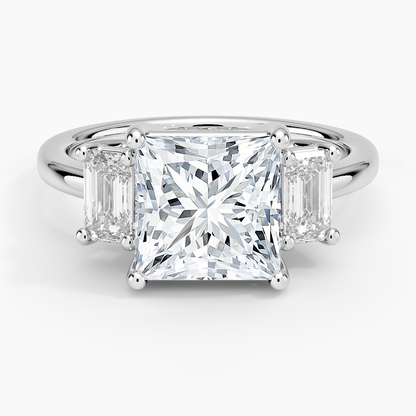 21/2Ct Princess Lab Grown Diamond Three Stone Diamond Ring