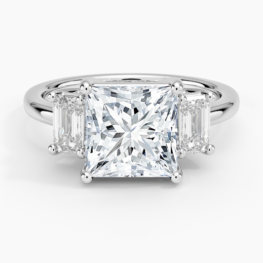 21/2Ct Princess Lab Grown Diamond Three Stone Diamond Ring