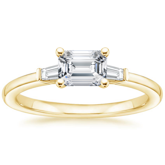 1/2Ct Emerald Lab Grown Diamond East West Tapered Baguette Diamond Ring