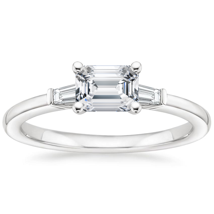 1/2Ct Emerald Lab Grown Diamond East West Tapered Baguette Diamond Ring