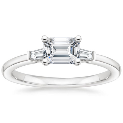 1/2Ct Emerald Lab Grown Diamond East West Tapered Baguette Diamond Ring