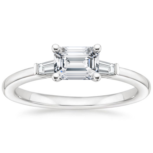 1/2Ct Emerald Lab Grown Diamond East West Tapered Baguette Diamond Ring