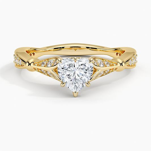3/4Ct Heart lab Grown Diamond Unique Engagement Ring