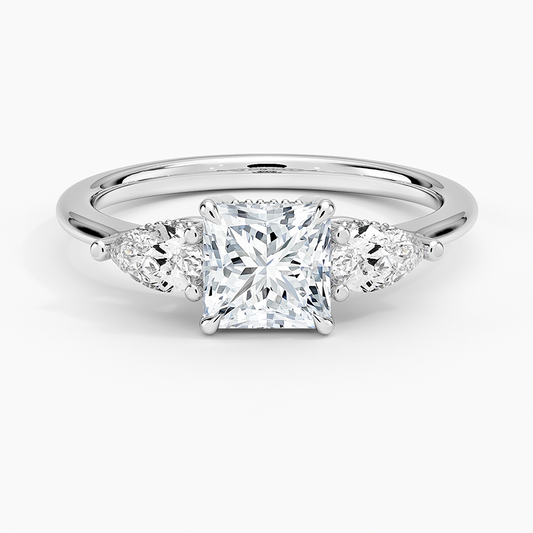 1 Ct Princess Lab Grown Diamond Three Stone Diamond Ring