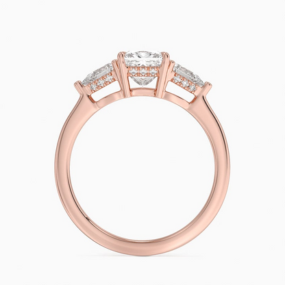 1 Ct Princess Lab Grown Diamond Three Stone Diamond Ring