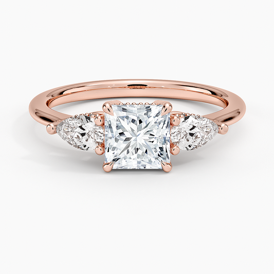 1 Ct Princess Lab Grown Diamond Three Stone Diamond Ring