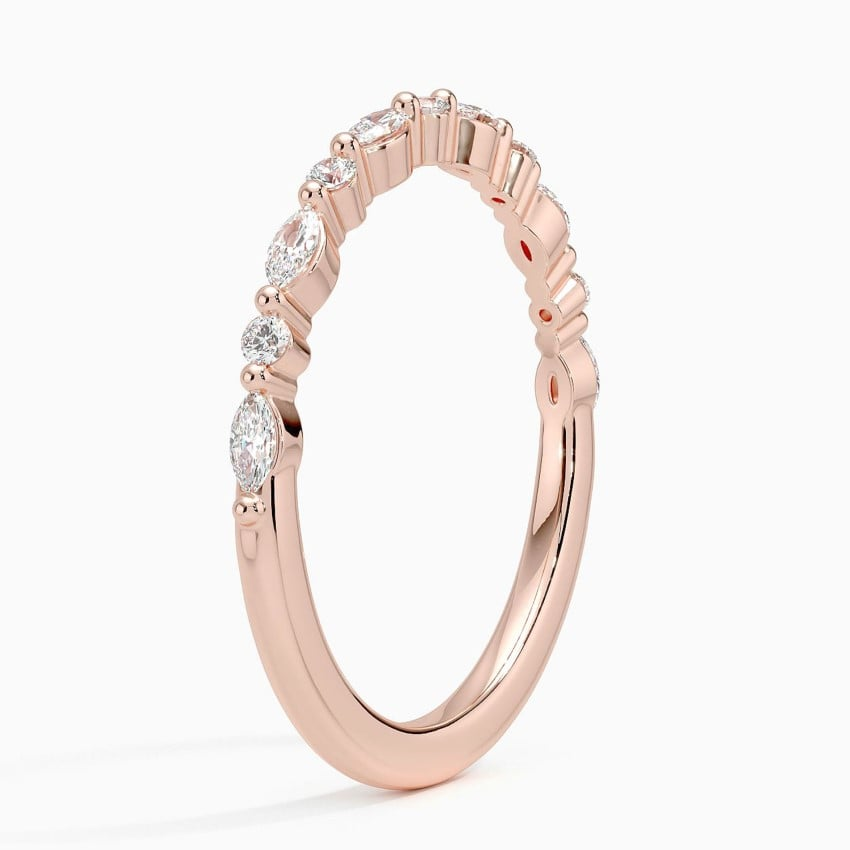 Alternative Round And Marquise Lab Grown Diamond 14k Gold Band