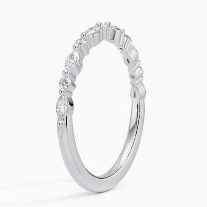 Alternative Round And Marquise Lab Grown Diamond 14k Gold Band