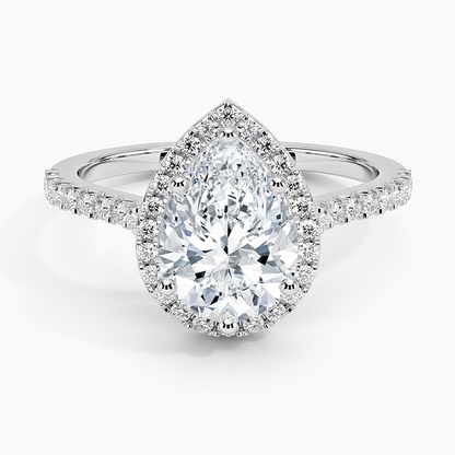 2Ct Pear Lab Grown Diamond Halo Engagement Ring