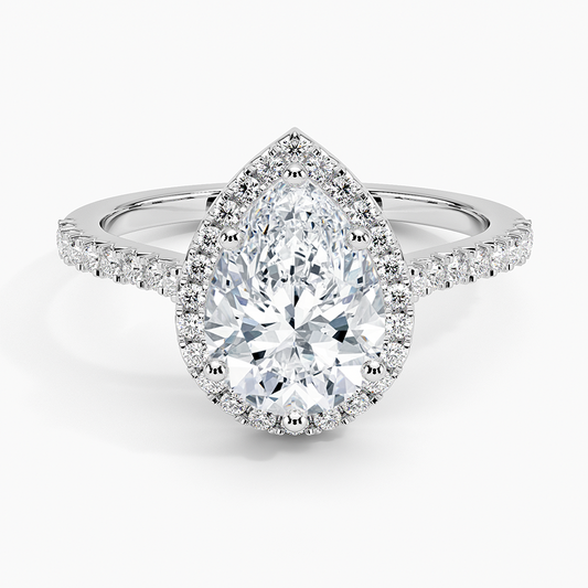 2Ct Pear Lab Grown Diamond Halo Engagement Ring