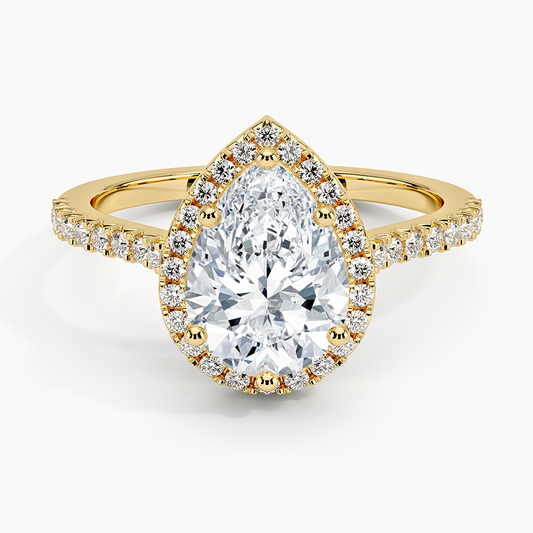 2Ct Pear Lab Grown Diamond Halo Engagement Ring