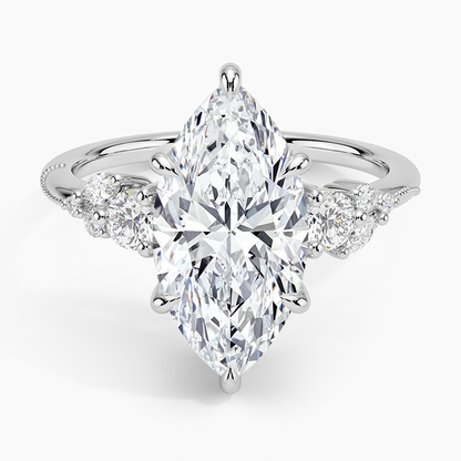 3Ct Marquise Lab Grown Diamond Three Stone Diamond Ring