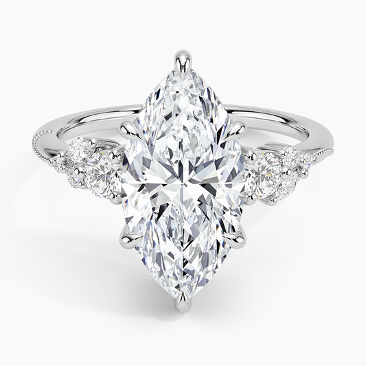 3Ct Marquise Lab Grown Diamond Three Stone Diamond Ring