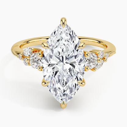 3Ct Marquise Lab Grown Diamond Three Stone Diamond Ring