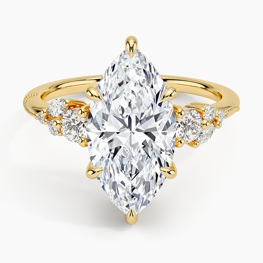 3Ct Marquise Lab Grown Diamond Three Stone Diamond Ring