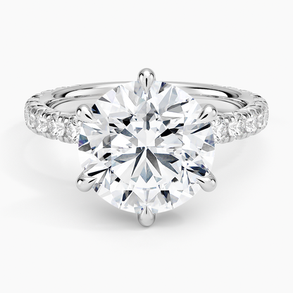 4Ct Round Lab Grown Diamond Coverage Engagement Ring