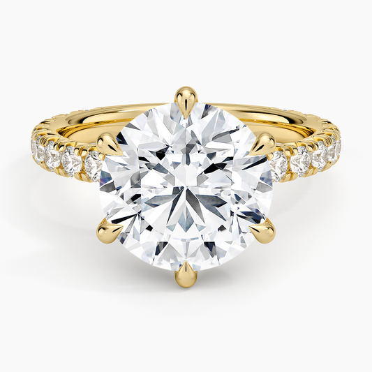 4Ct Round Lab Grown Diamond Coverage Engagement Ring