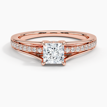 1/2CT Princess Lab Grown Diamond Split Shank Diamond Ring