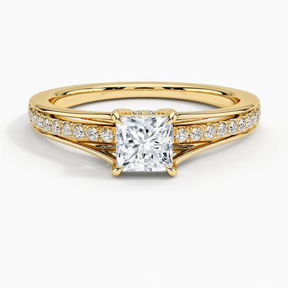 1/2CT Princess Lab Grown Diamond Split Shank Diamond Ring