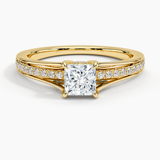 1/2CT Princess Lab Grown Diamond Split Shank Diamond Ring