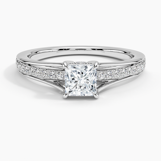 1/2CT Princess Lab Grown Diamond Split Shank Diamond Ring
