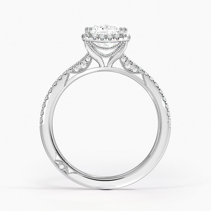 1Ct Princess Lab Grown Diamond Cathedral Drape Diamond Ring