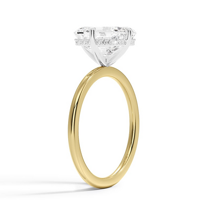 2CT Emerald Lab Grown Diamond Two Tone Compass Prong Diamond Ring