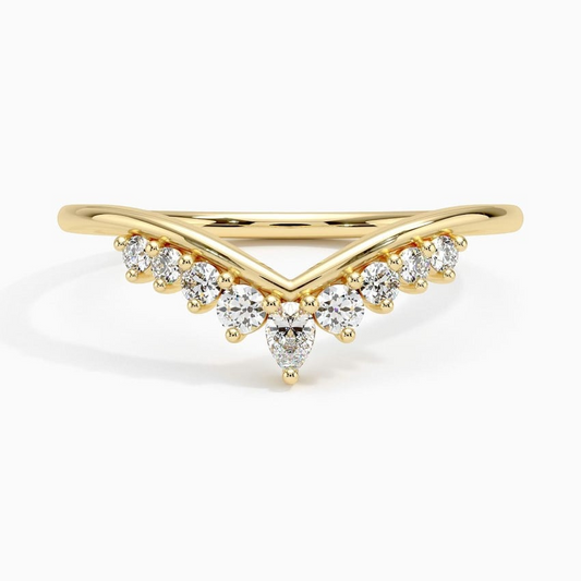 0.20CTW Lab Grown Diamonds Yellow Gold Wedding Band For Women