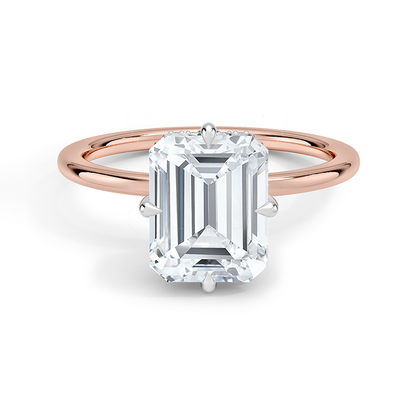 2CT Emerald Lab Grown Diamond Two Tone Compass Prong Diamond Ring