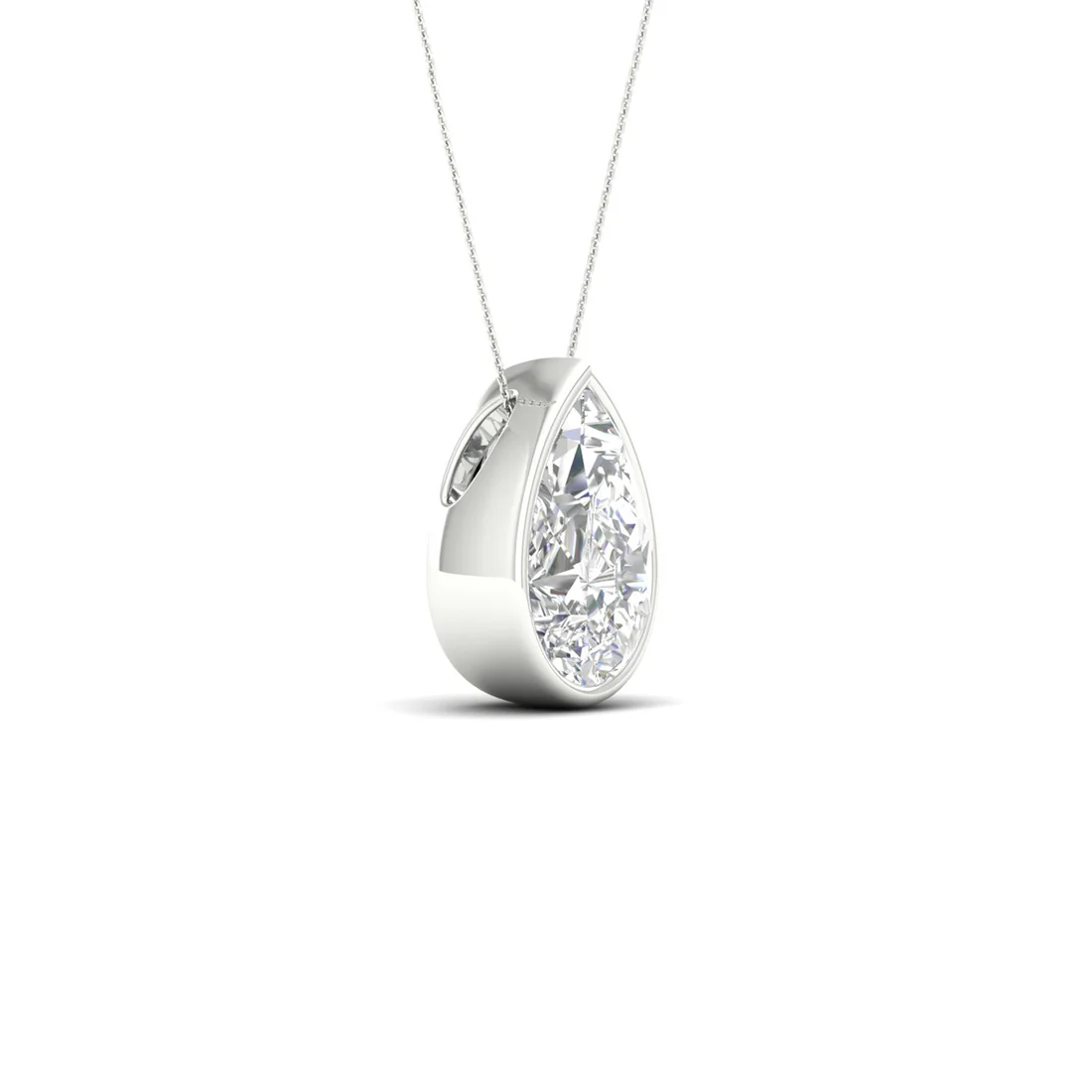 1.50 CTW Lab Grown Diamond Pear Cut Solitaire Pendant