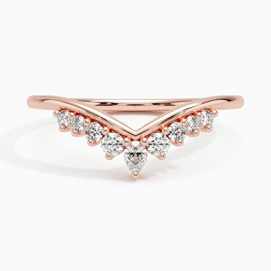 0.20CTW Lab Grown Diamonds Yellow Gold Wedding Band For Women