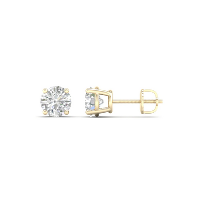 1 CTW Lab Grown Diamond Classic Round Solitaire Stud Earring