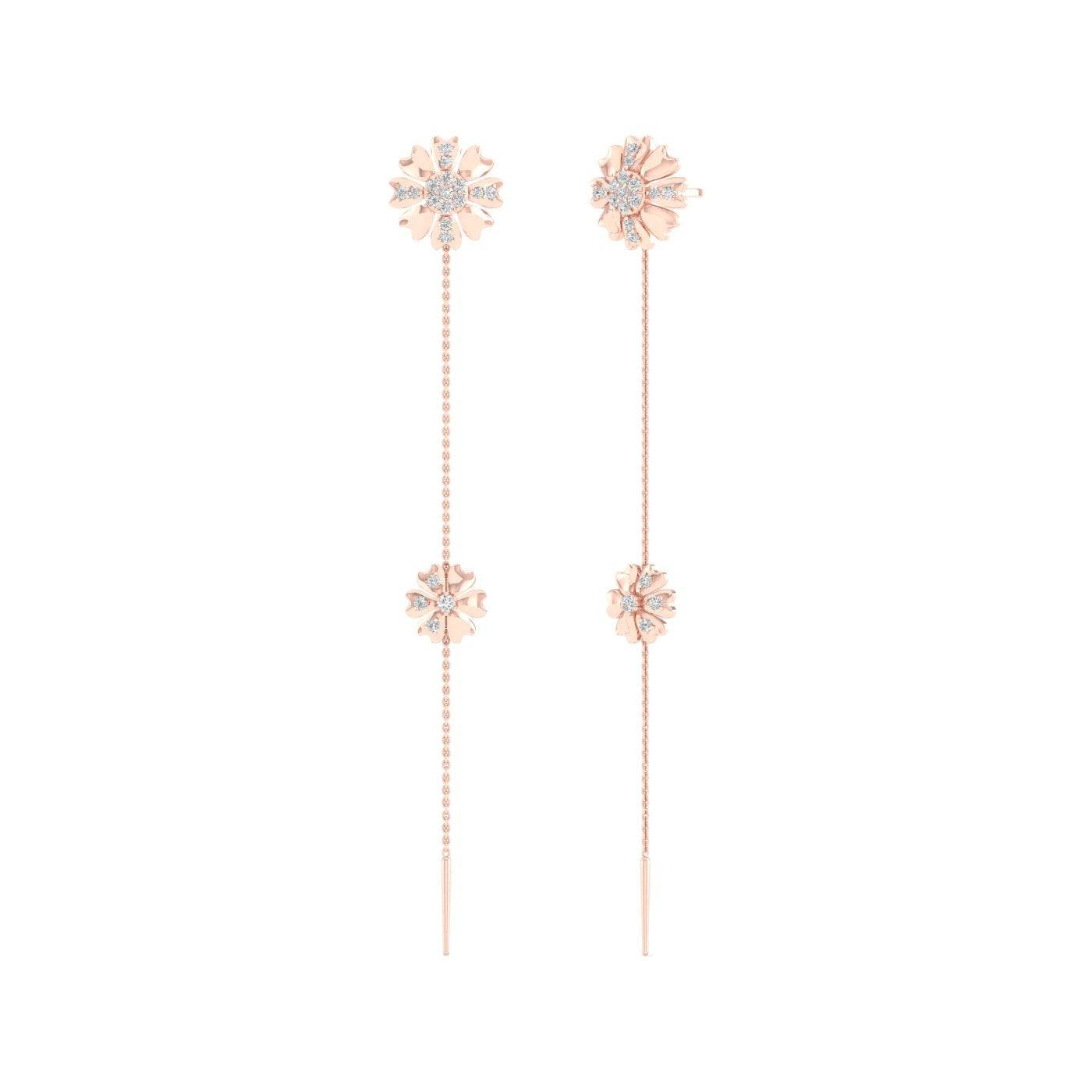 0.30 CTW Lab Grown Diamond Modern Floral Drop Earrings