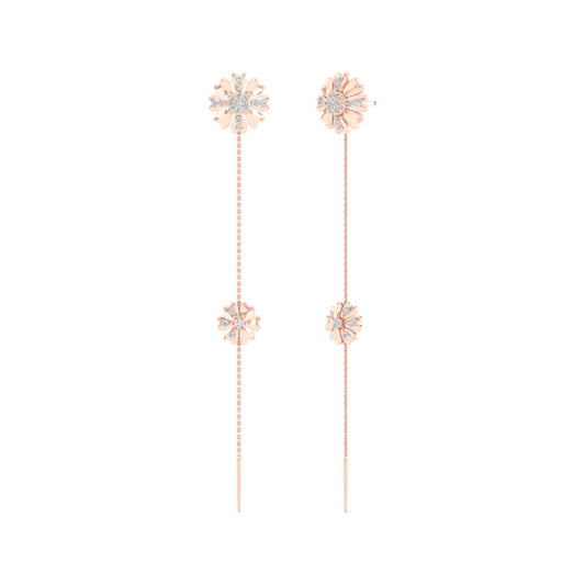 0.30 CTW Lab Grown Diamond Modern Floral Drop Earrings