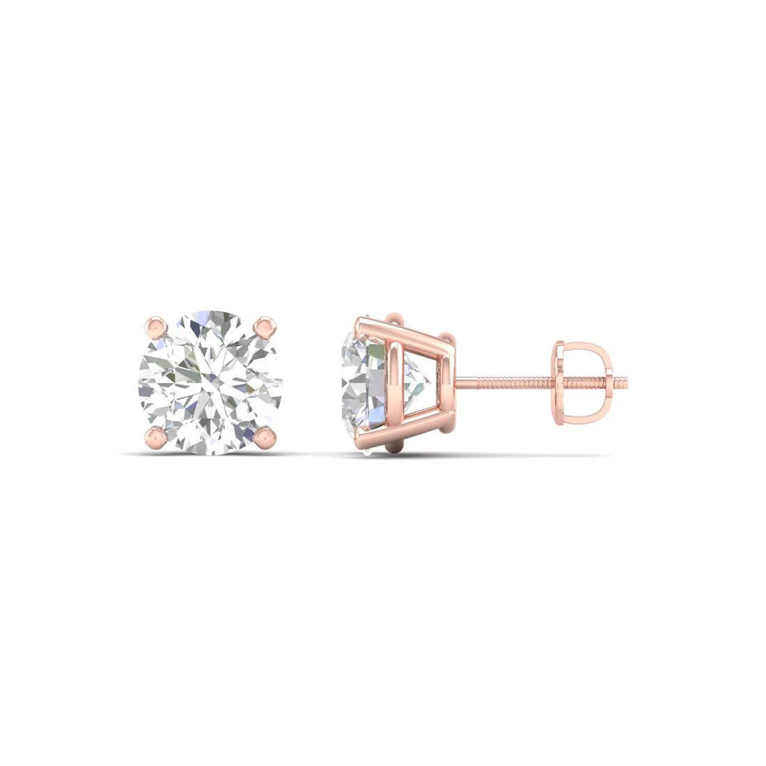 2 CTW Lab Grown Diamond Classic Round Stud Earring
