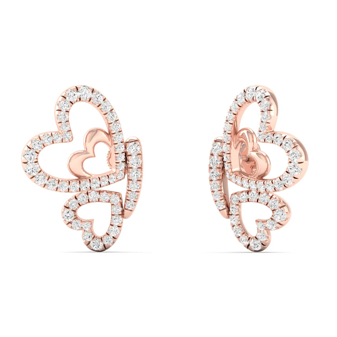 0.46 CTW Lab Grown Diamond Heart Shape Butterfly Earring