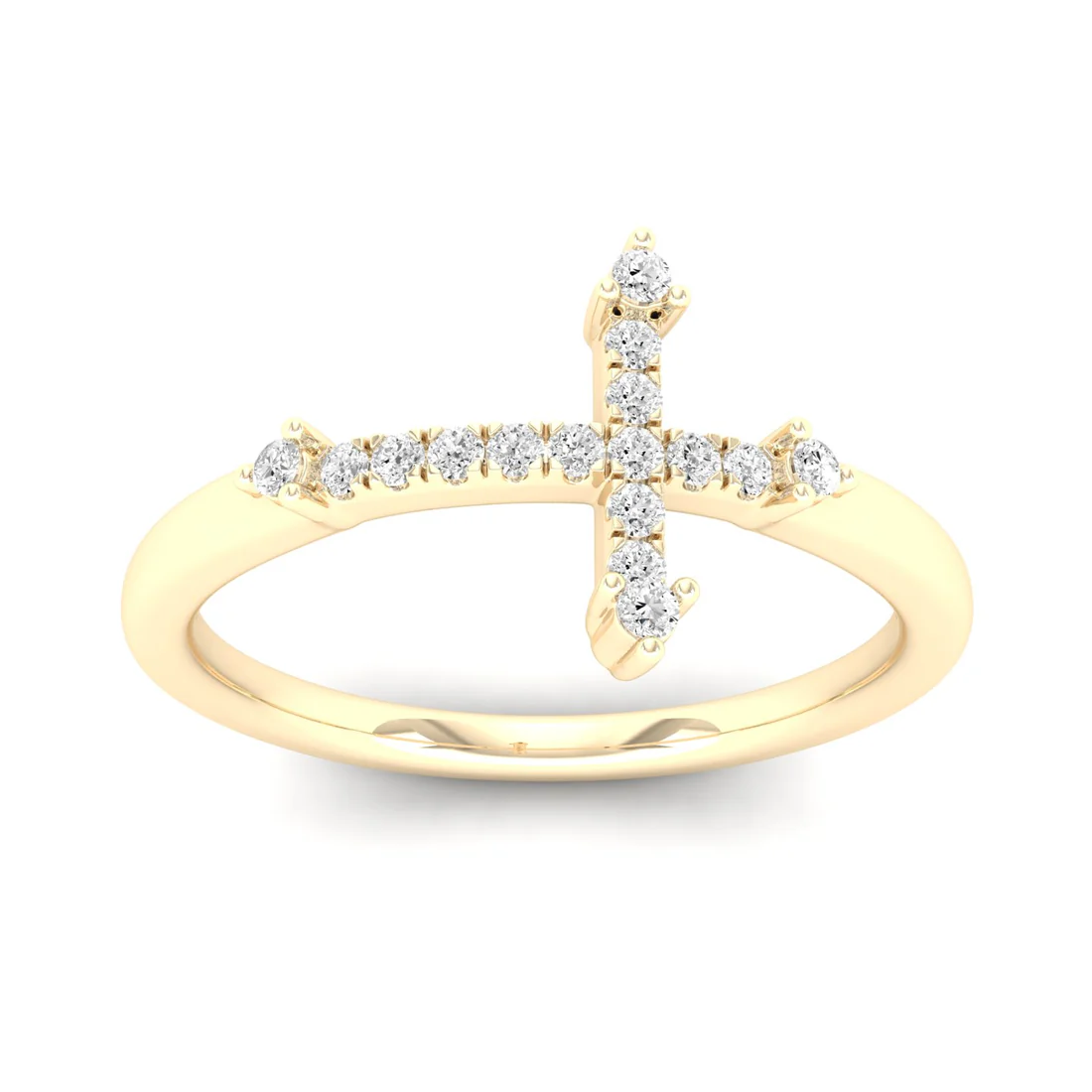 0.10Ctw Lab Grown Diamond Minimalist Cross Ring