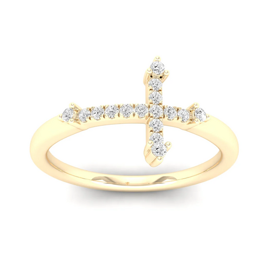 0.10Ctw Lab Grown Diamond Minimalist Cross Ring