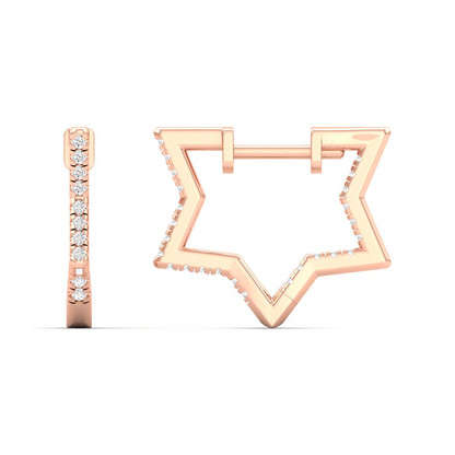 0.23 CTW Lab Grown Diamond Star Design Huggie Earring