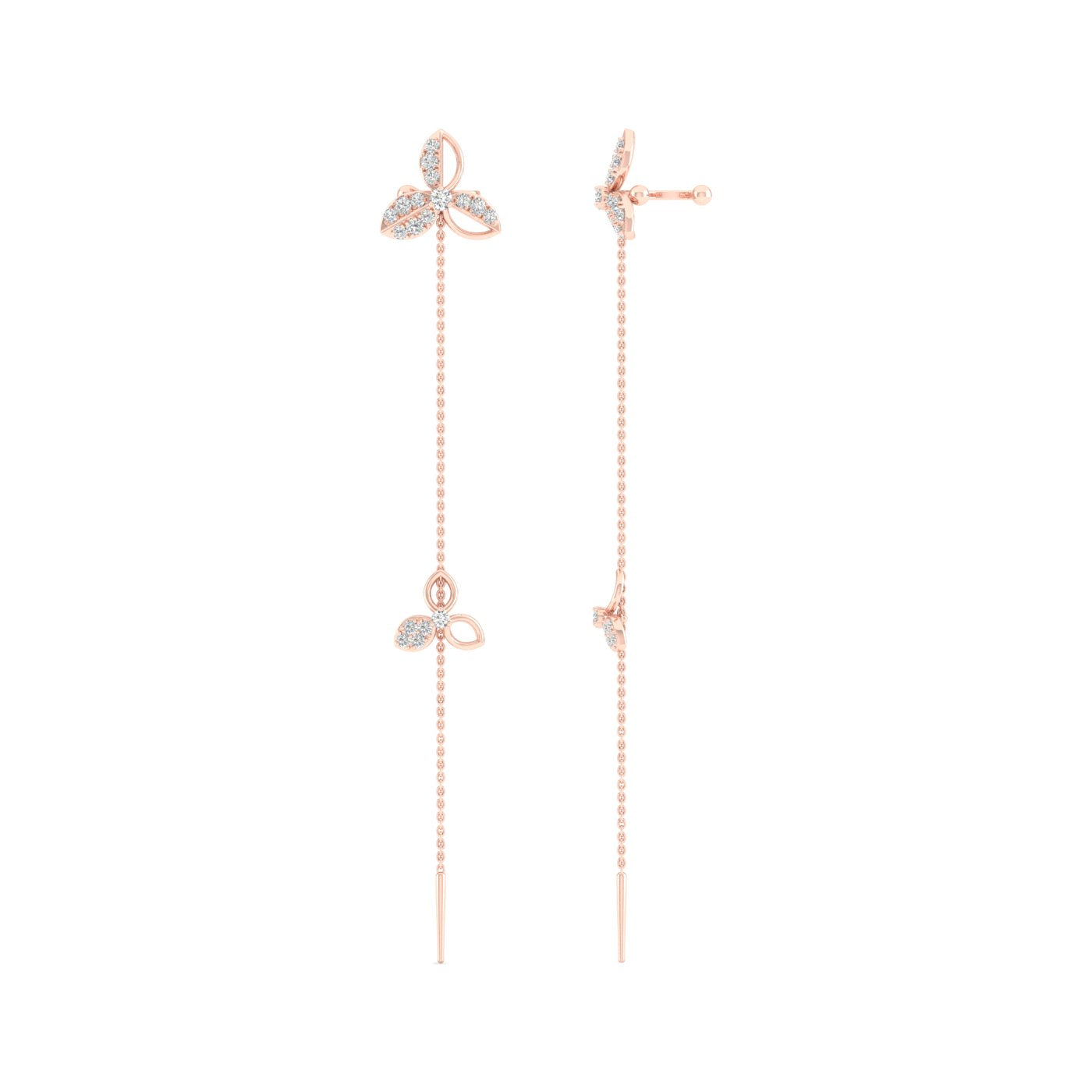 0.380 CTW Lab Grown Diamond Leaf Design Drop Earring