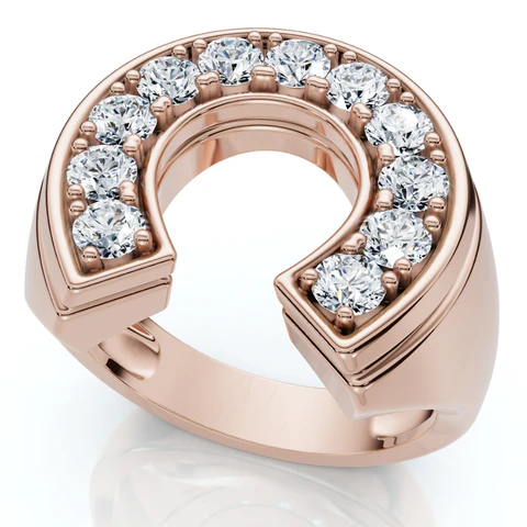 0.75 CTW Lab Grown Diamond Horseshoe Lucky Pinky Ring For Men